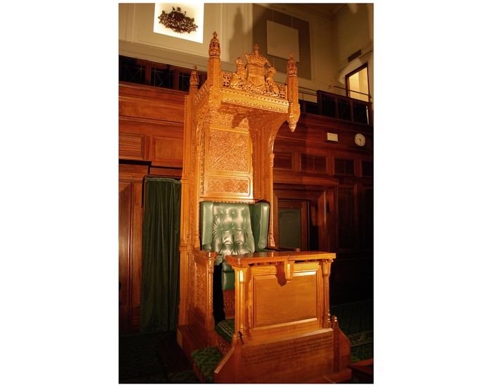 The Speaker’s Chair, as presented in the House of Representatives Chamber today.