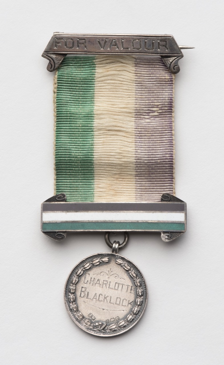 Photograph of a medallion labled "Charlotte Blacklock"