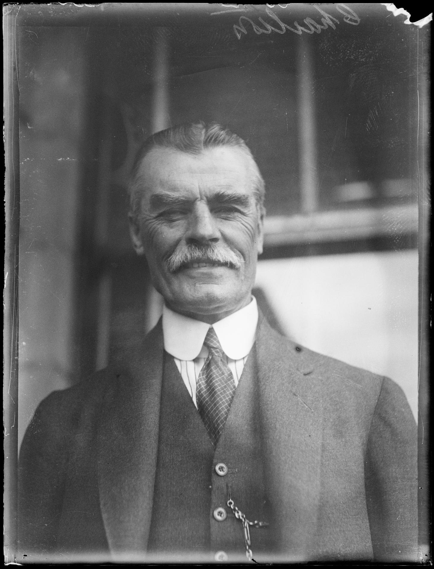 A scan of a black and white portrait image showing former politician Matthew Charlton.