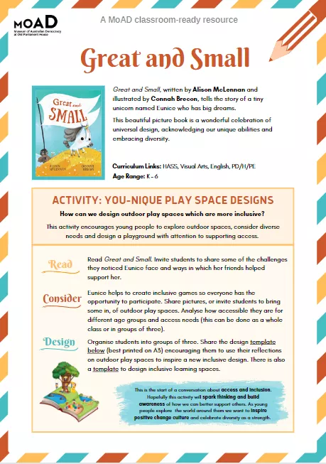 The first page of Great and Small activity sheet.