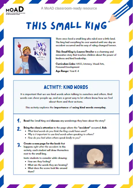 The first page of Kind Words activity sheet.