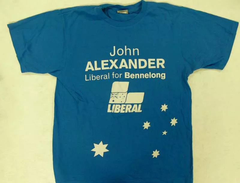A photograph of John Alexander's campaign shirt