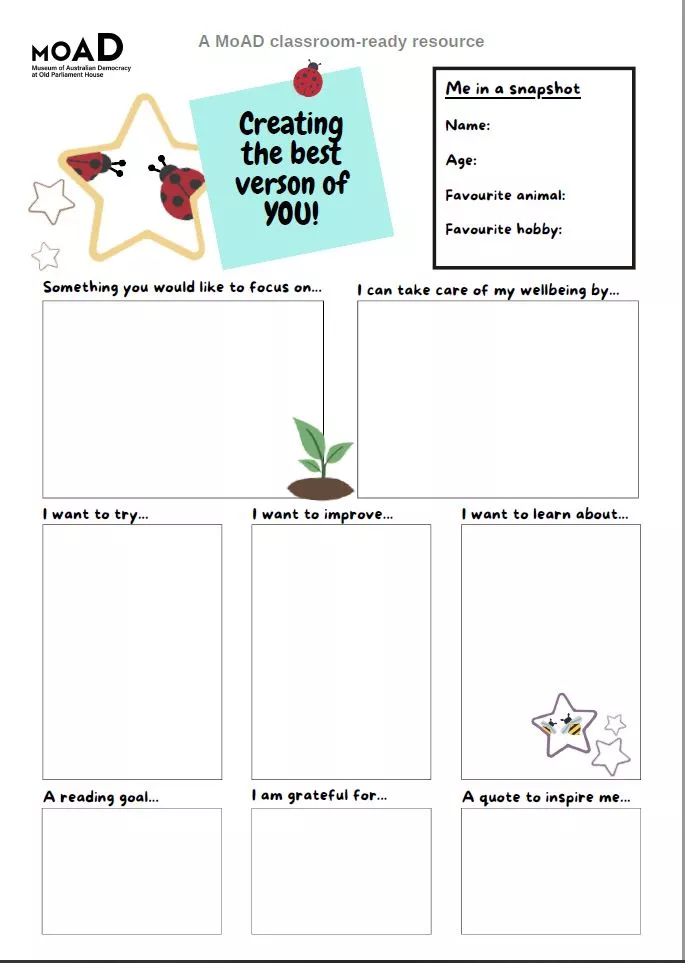 Creating the best version of you activity sheet.