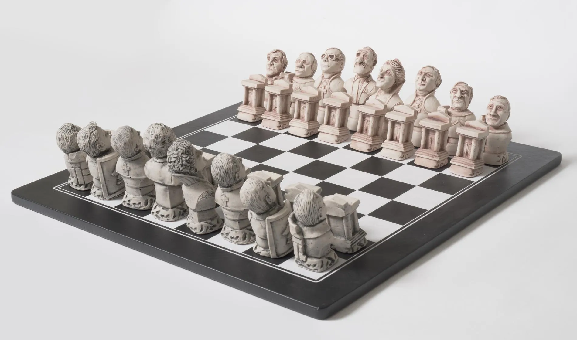 A chess set featuring politicians as each of the pieces. 