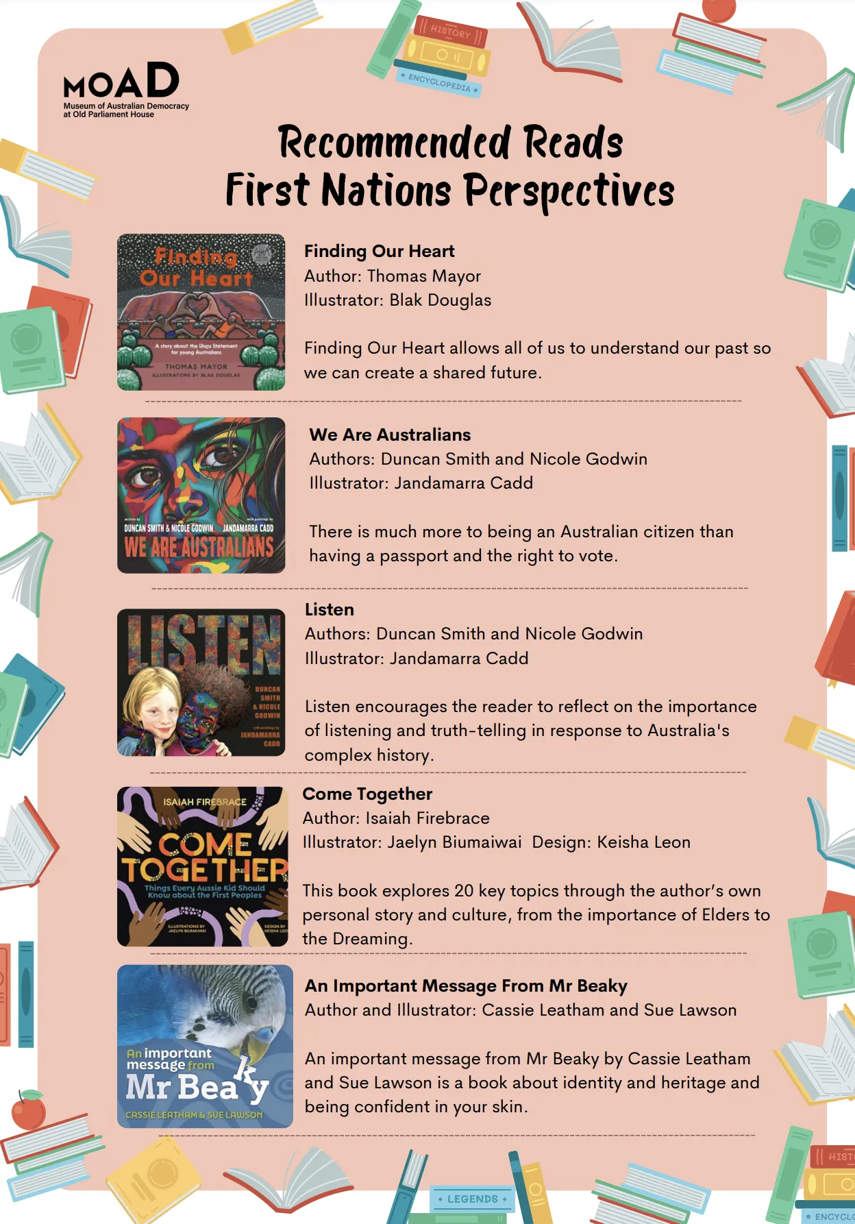 Preview of first page of suggested reading list of First Nations perspectives picture books.