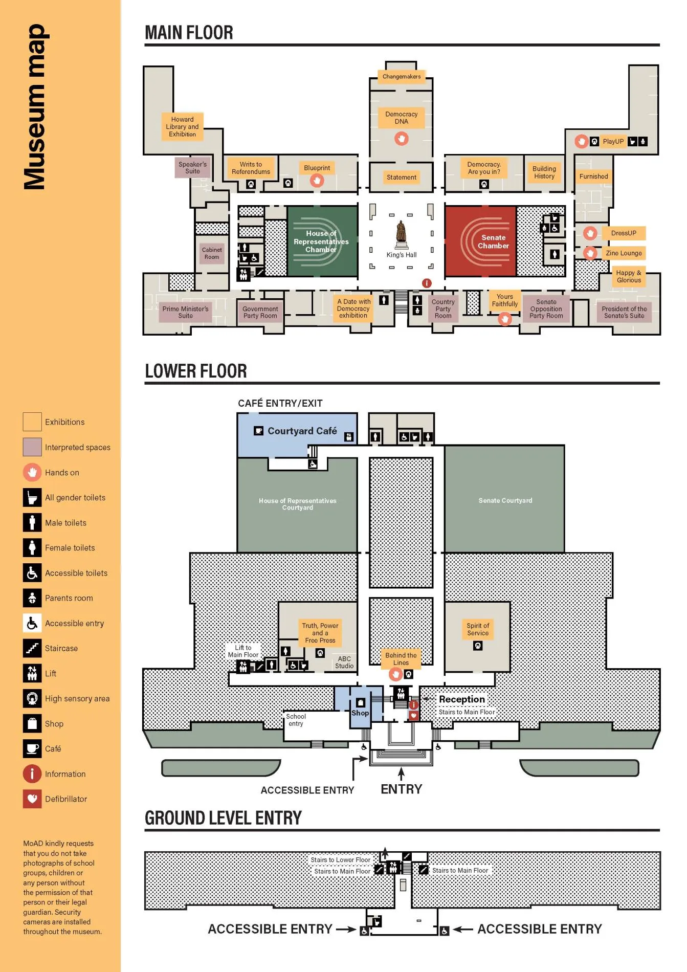 A graphic of the map of the Museum of Australian Democracy at Old Parliament House. A graphic of the map of the Museum of Australian Democracy at Old Parliament House.