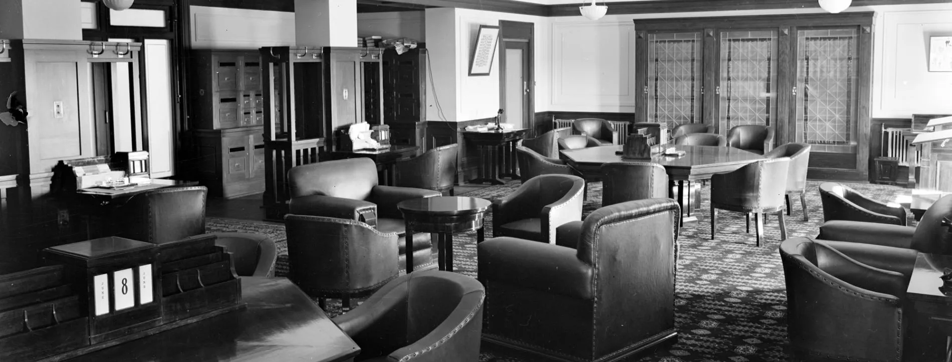 Various chairs and tables arranged in the Senate Club Room in Old Parliament House.