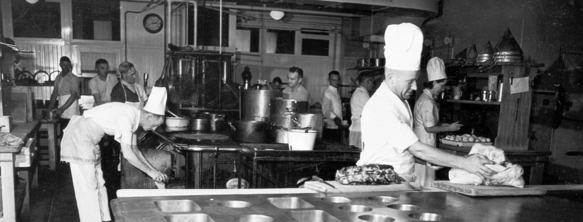 Chefs in the Kitchens at Old Parliament House before it was shut down.