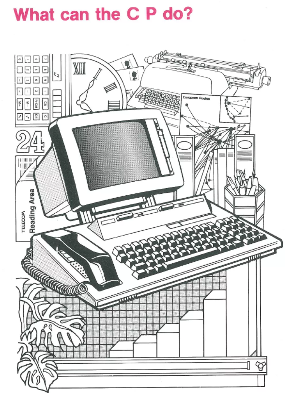 Graphic showing the functions of the Telecom Computerphone Welcome manual