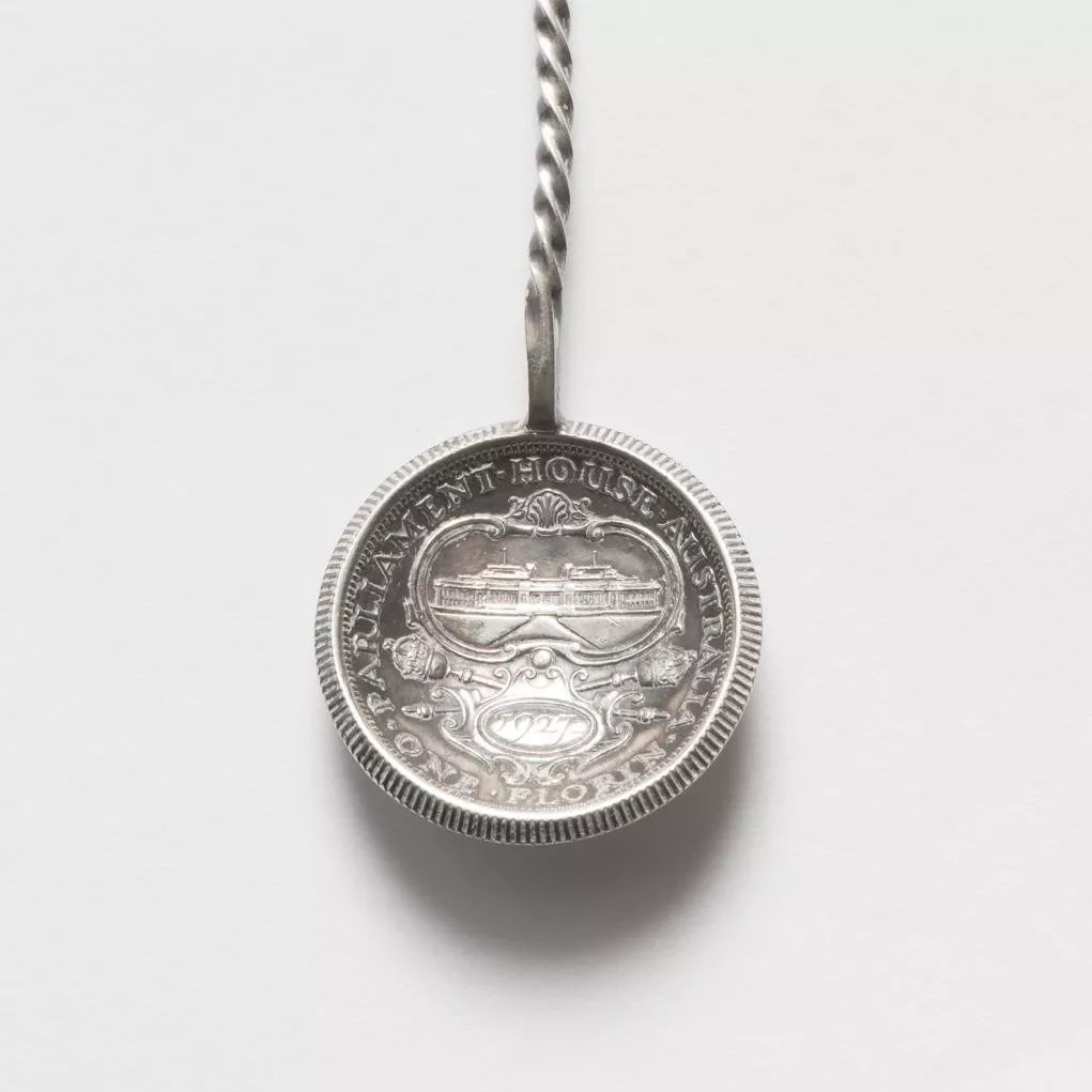 Photograph of an ornate souvenir spoon