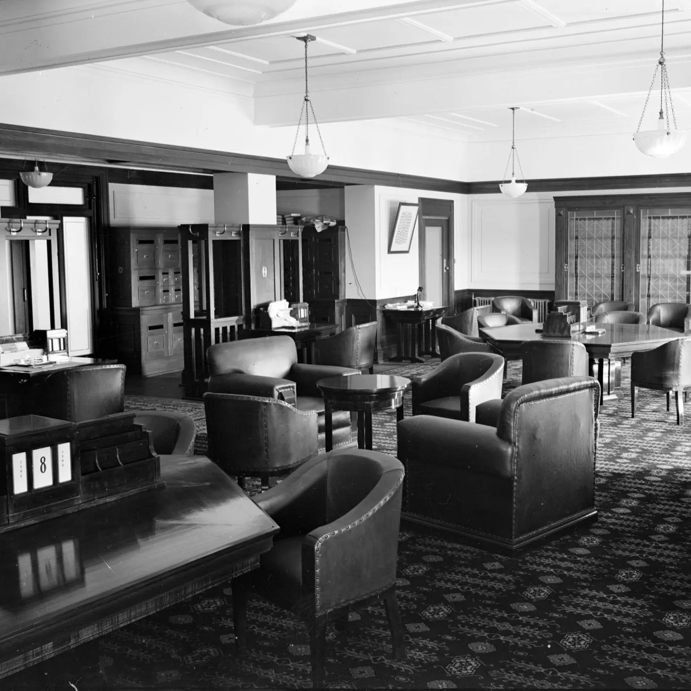 Various chairs and tables arranged in the Senate Club Room in Old Parliament House.