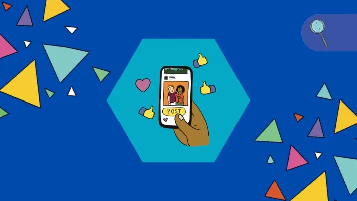 A graphic illustration of a mobile phone on a blue background. A graphic illustration of a mobile phone on a blue background.
